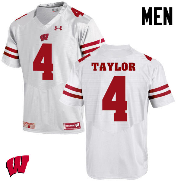 Wisconsin Badgers Men's #4 A.J. Taylor NCAA Under Armour Authentic White College Stitched Football Jersey RN40V32EF